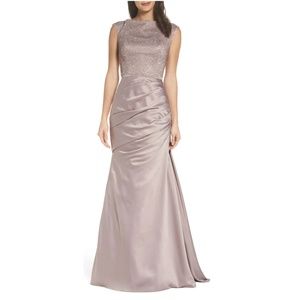 La Femme Embellished Bodice Trumpet Gown